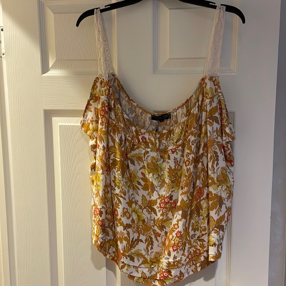 NWT Rachel Zoe Floral BoHo Flowy Sleeveless top Size large